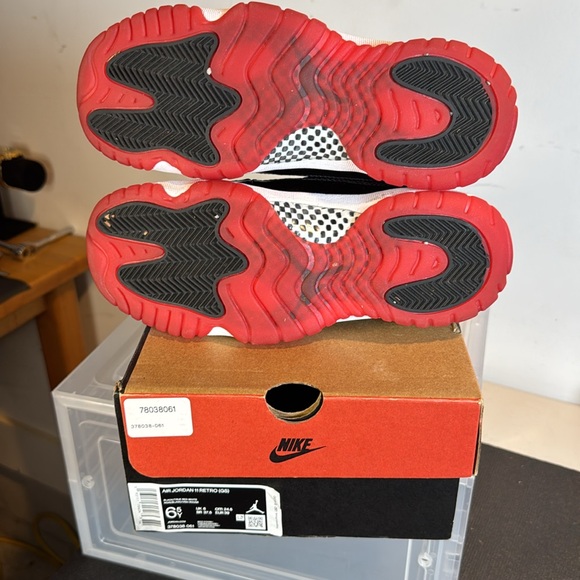 Nike Kids Air Jordan 11 Retro Black and Red Shoes 6.5Y - Picture 6 of 6